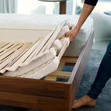 aos spring element made of elasticated rimelles in ash wood with sprung natural latex strips