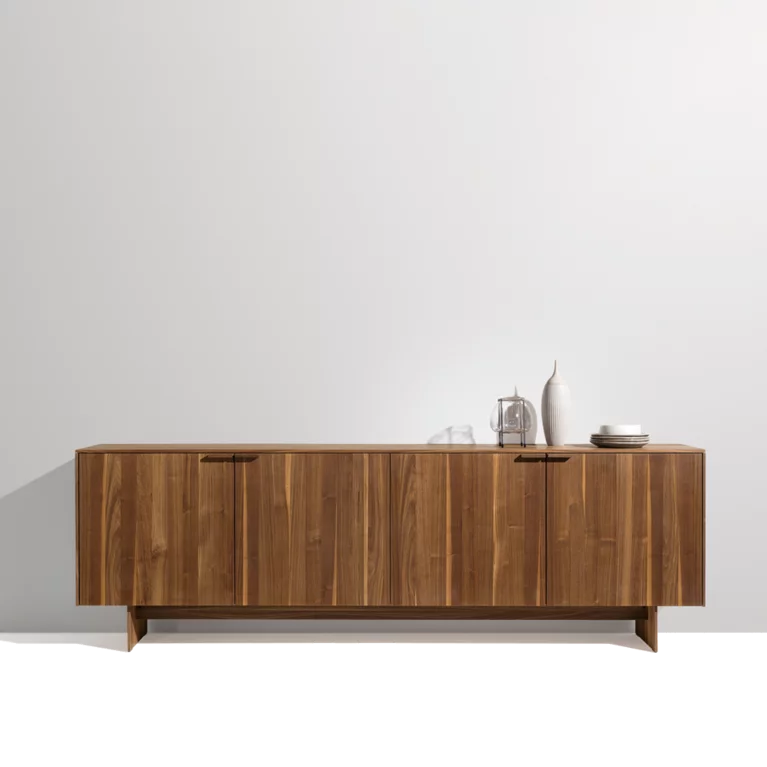 filigno sideboard solid walnut with wooden side panel, free standing