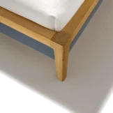 mylon bed with fabric bed sides in solid oak, detailed view