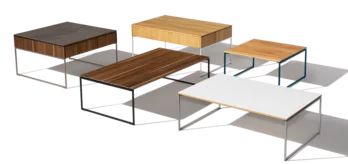 coffee table filigno step made of wood, glass, ceramic and different metal frame colours