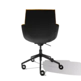 lui léger home office swivel chair on a black swivel base with castors in the rear view