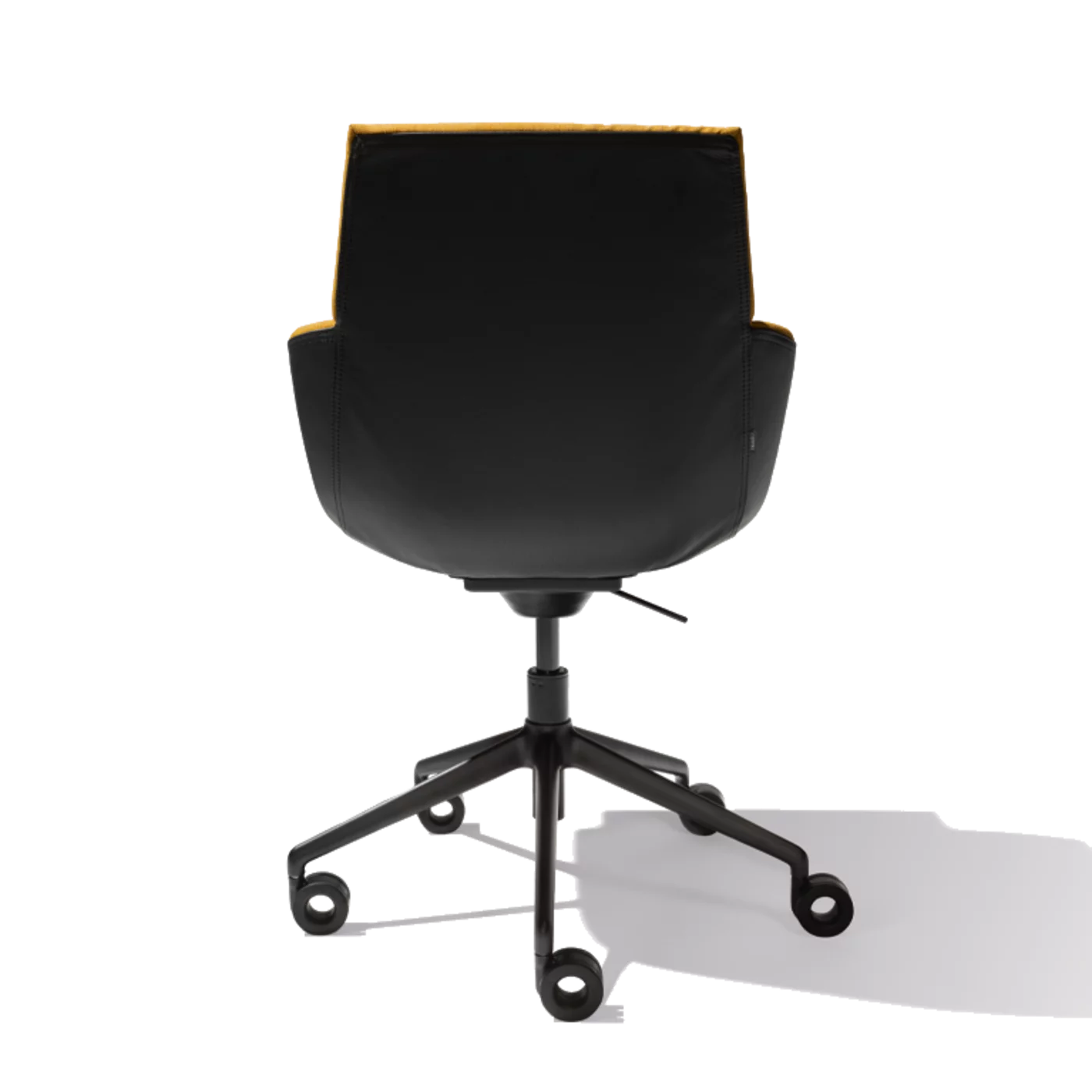 lui léger home office swivel chair on a black swivel base with castors in the rear view