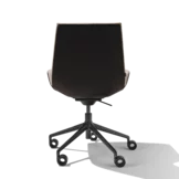 rear view of lui plus office swivel chair in fabric with black matt swivel base on castors
