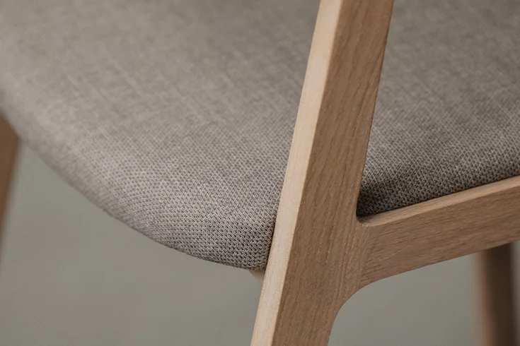 mylon dining chair with upholstered seat mylon dining chair in oak white oil with upholstered fabric seat