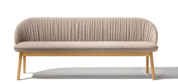 dining room bench flor in fabric and solid oak, front view