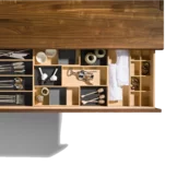 nox sideboard in walnut with cutlery tray in beech, detailed picture