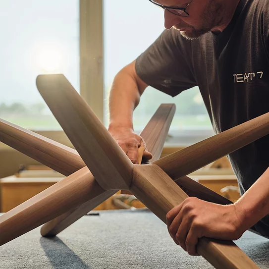 Joiner sands frame for stern coffee table in solid walnut by hand