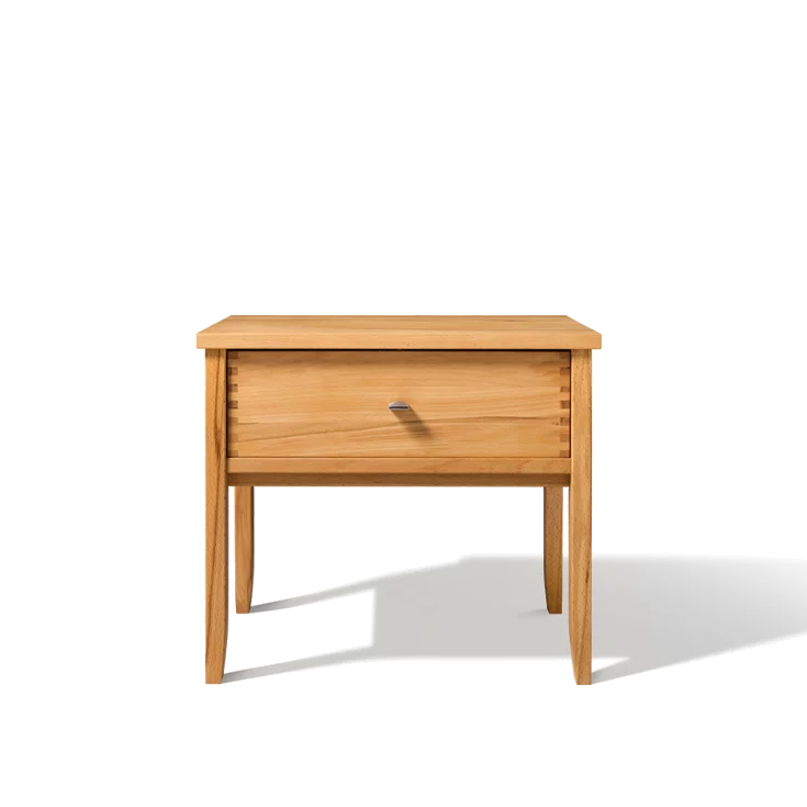bedside cabinet sesam in beech with visible finger joints, front view