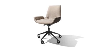 lui plus desk chair in fabric with swivel base in matt black on designer castors