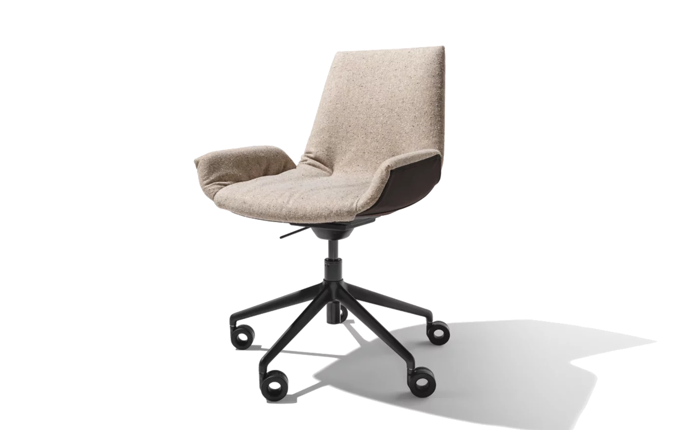 lui plus Schreibtischstuhl in Stoff mit Drehgestell schwarz matt auf Designrollen