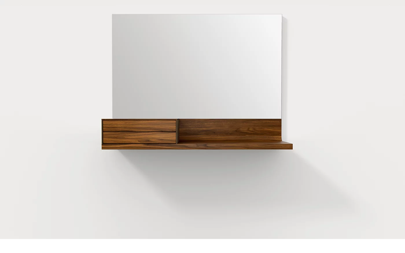 make up console riletto in walnut with large mirror