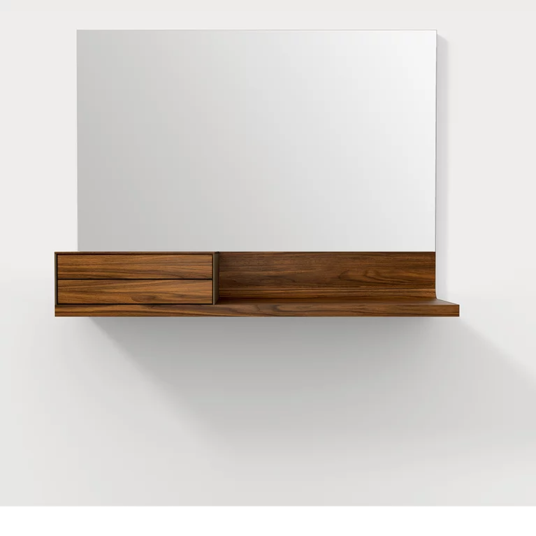 make up console riletto in walnut with large mirror