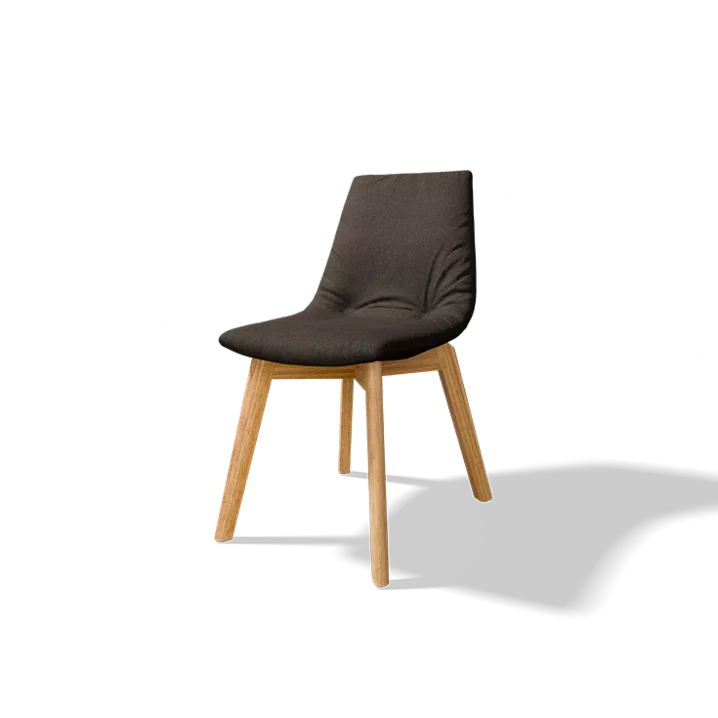 eleganter lui Esszimmerstuhl mit Stoff und Holzbeinen in Eiche massiv