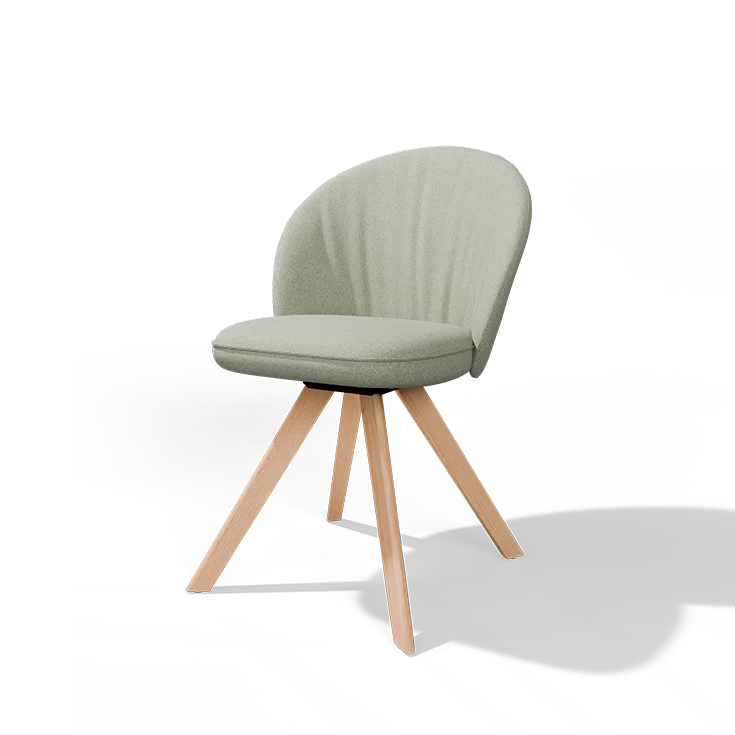 comfortable upholstered chair flor in fabric with swivel base in alder white oil