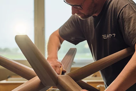 Joiner sands frame for stern coffee table in solid walnut by hand