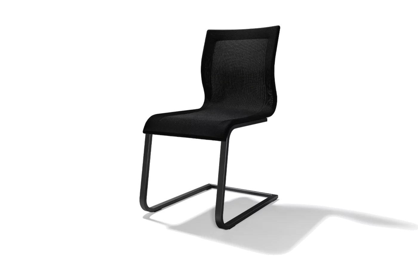comfortable cantilever chair made of stricktex with black matt base frame