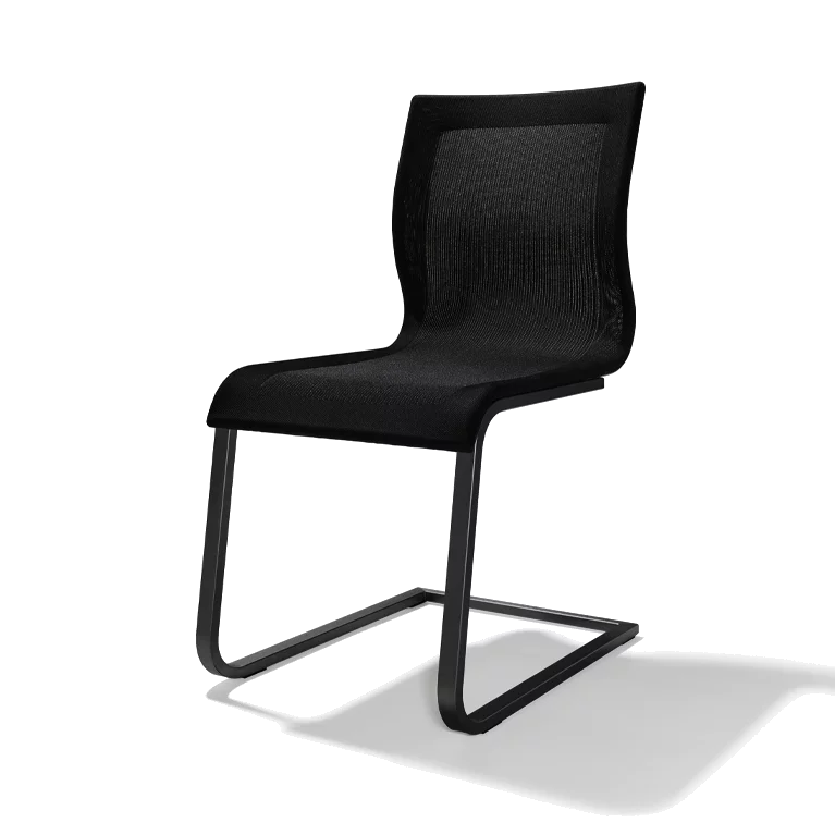 bequemer Freischwinger Stuhl aus Stricktex mit Fußgestell schwarz matt