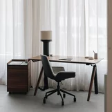 lui plus office swivel chair with pisa desk and mobile pedestal in solid walnut