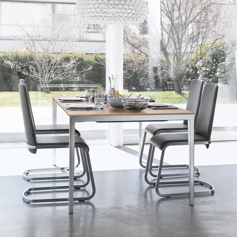 dining chair f1 cantilever upholstered with frame and tak table