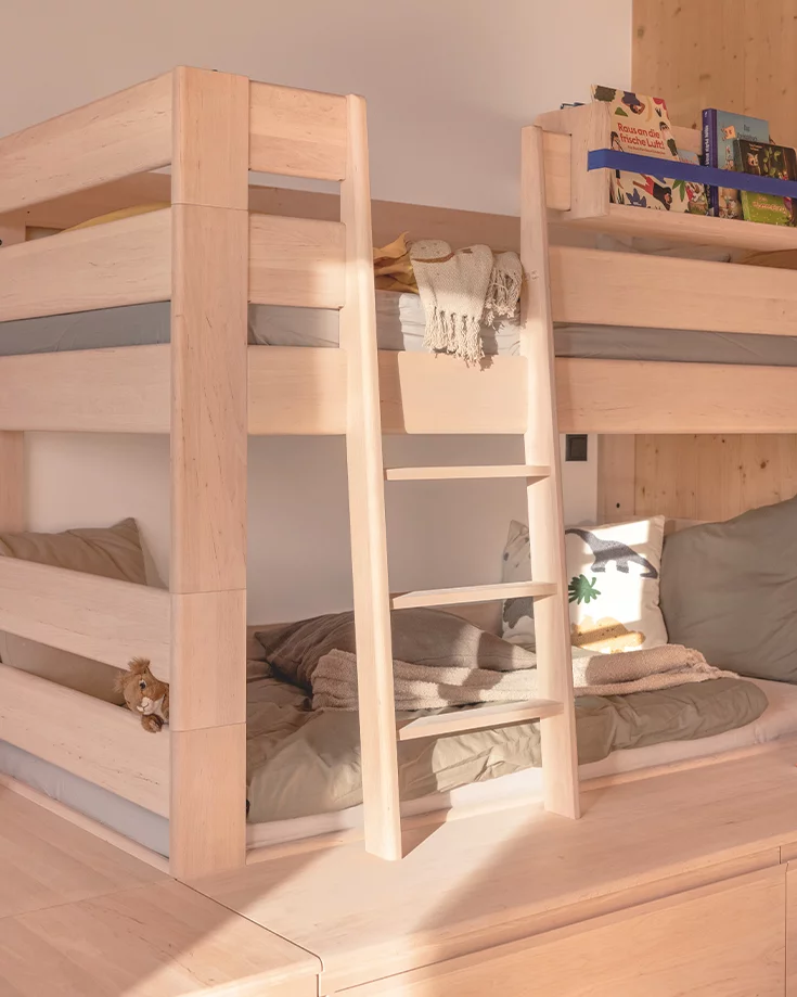 bunk bed made of solid wood for children children's bunk bed in alder white oil solid wood with practical storage space and shelves