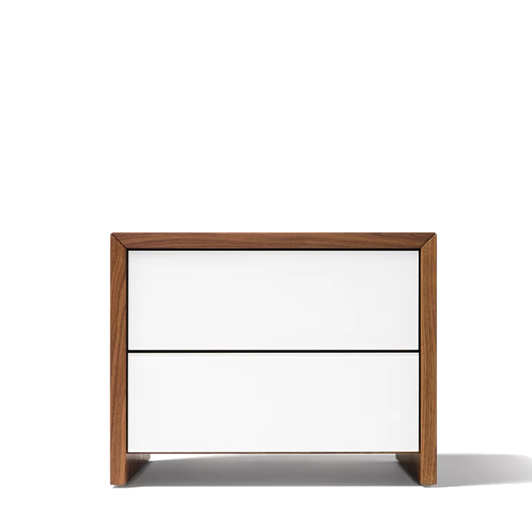 lunetto occasional furniture in walnut with glass fronts