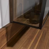 wall unit cubus walnut with aluminium frame door in smoked glass, detailed picture modern cubus wall unit made of solid walnut with aluminium frame door in smoked glass, detailed picture