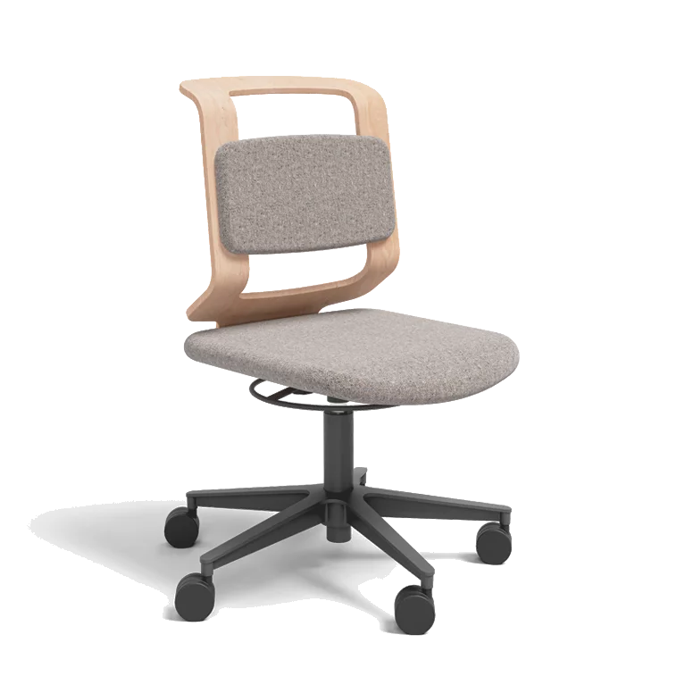 ergonomischer kids Schreibtischstuhl in Buche Weißöl tapeziert in Stoff