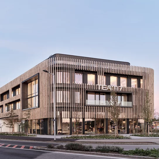 Exterior view of modern TEAM 7 building