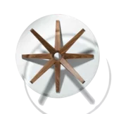 round living room table stern made of solid walnut with glass top