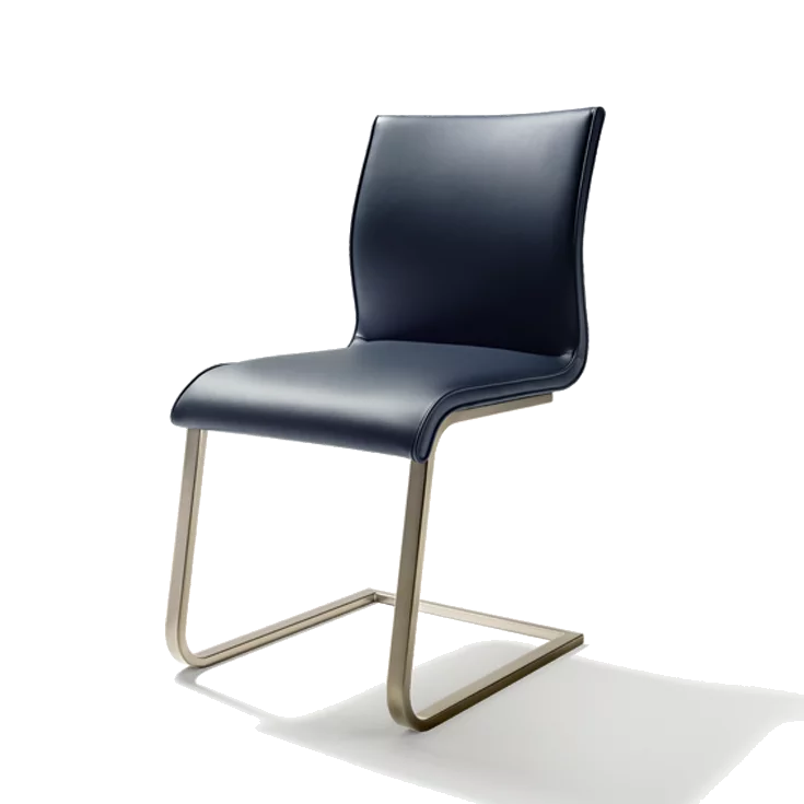 Stuhl magnum Freischwinger in Leder mit Fußgestell in bronze matt und Lederbezug