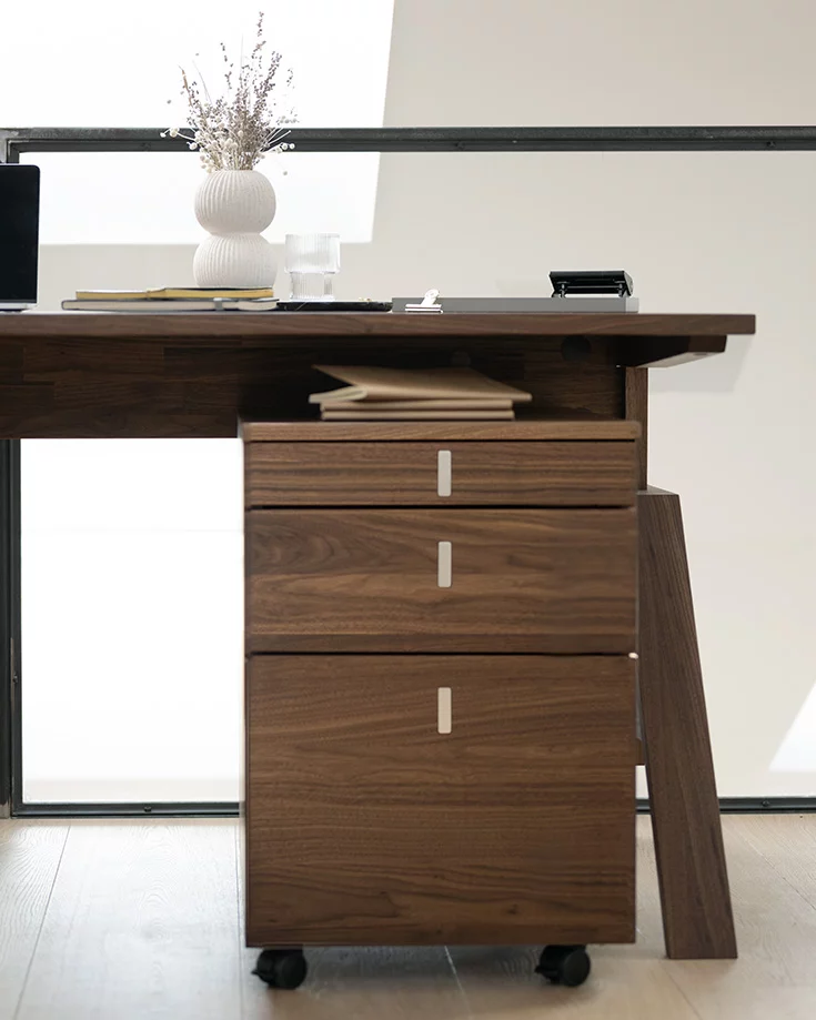 desk pedestal under desk in solid wood cubus desk pedestal under atelier desk in solid walnut