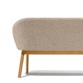 flor dining chair in fabric with swivel base in alder white oil, back view