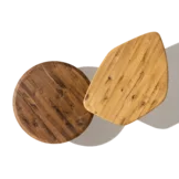 ur coffee table in various shapes made of oak and walnut in wild assortment