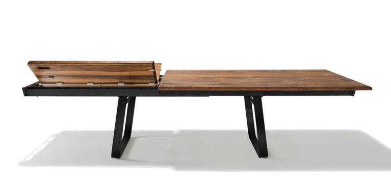 extendable nox wooden dining table in walnut