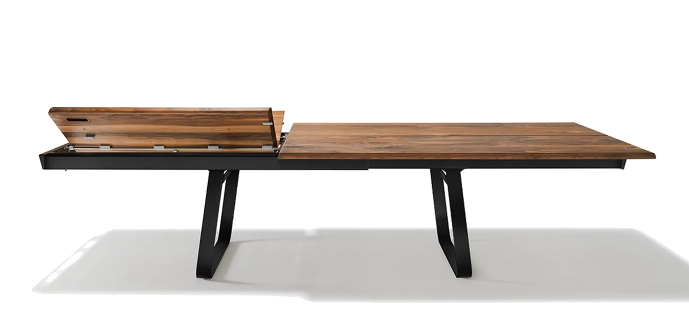 extendable nox wooden dining table in walnut