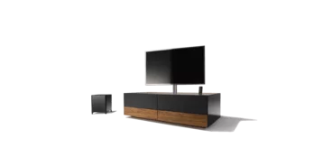 home entertainment solid walnut with fabric flap and wooden drawer