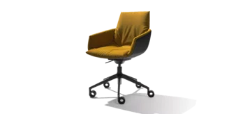 lui léger office swivel chair with fabric and leather upholstery on a black swivel base with castors