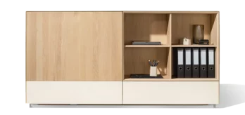 cubus pure Sideboard mit Schiebetür in Eiche Weißöl und Farbglas