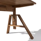 elegant atelier desk with manual height adjustment in walnut, detailed view