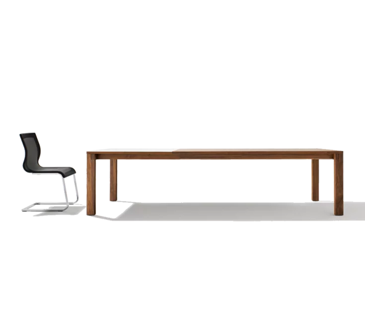 TEAM 7 magnum extendable table in walnut with magnum knitted textile chair