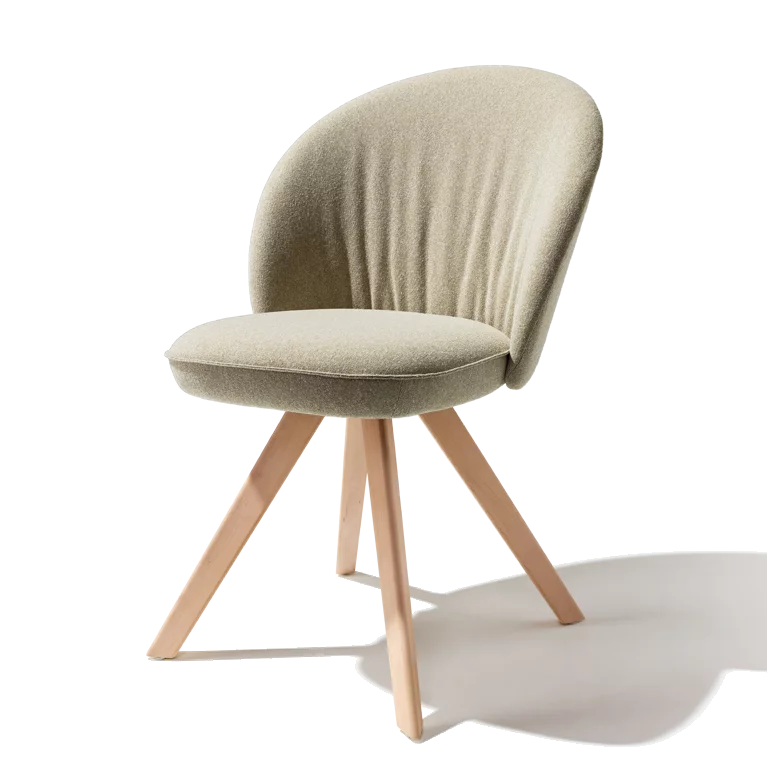 flor dining chair in fabric with swivel base in alder white oil