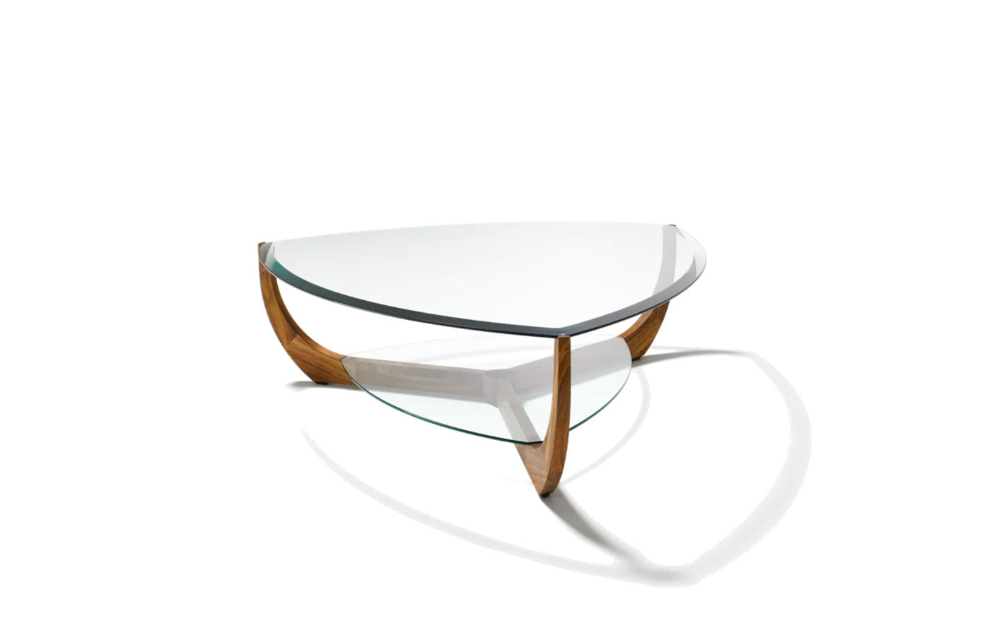 living room table juwel made of real wood walnut with storage space and glass top