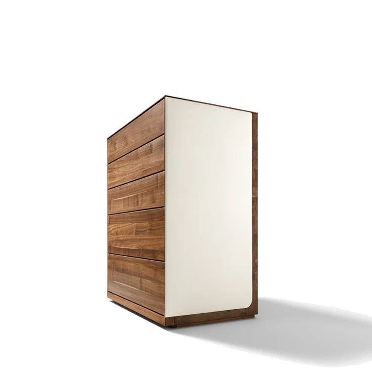 riletto occasional furniture in walnut with leather side panel