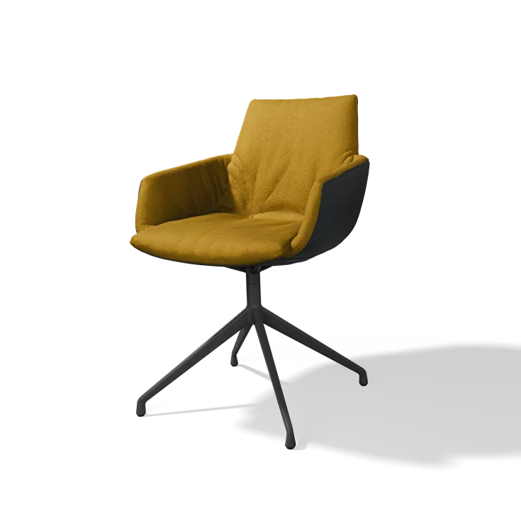 comfortable lui léger upholstered chair with swivel base in matt black