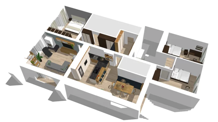 Massgeschneidertes Interior Design mit 3D Raumplanung in einem Rendering bei TEAM 7 Hamburg