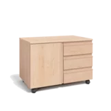 kids container in solid wood alder white oil kids mobile pedestal with 3 drawers and one door in alder white oil