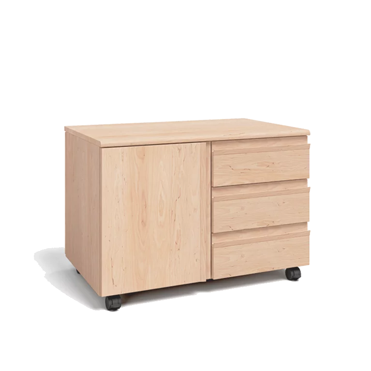 kids container in solid wood alder white oil kids mobile pedestal with 3 drawers and one door in alder white oil