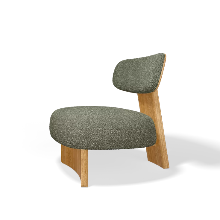 elliot lounge chair in oak with the nimbus loden fabric