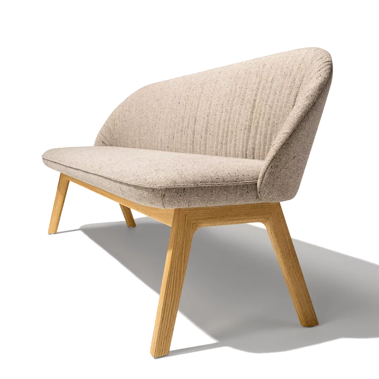 flor dining chair in fabric with swivel base in alder white oil, front view