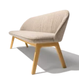 flor dining chair in fabric with swivel base in alder white oil, front view
